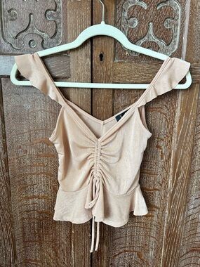 Lulu's Ruched V-Neck Peplum Camisole